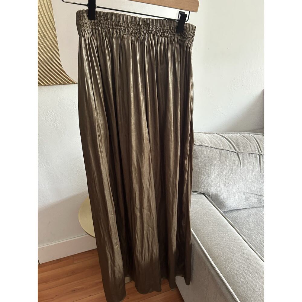 Zara Khaki Olive Liquid Palazzo S Wide Leg Trousers - Picture 7 of 12